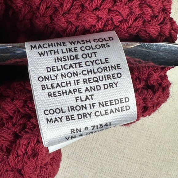 LL Bean Signature Women’s Sweater Small Red Cotton Cable Knit Pullover Zip Hem - Picture 9 of 9